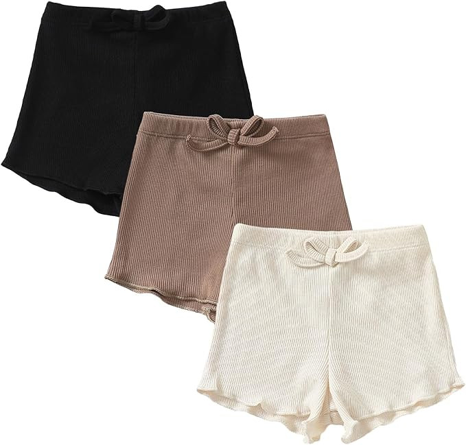 SOBOWO Toddler Girl Shorts Ribbed 3 Pack Baby Girls Solid Soft Elastic Waist Casual Playing Short... | Amazon (US)