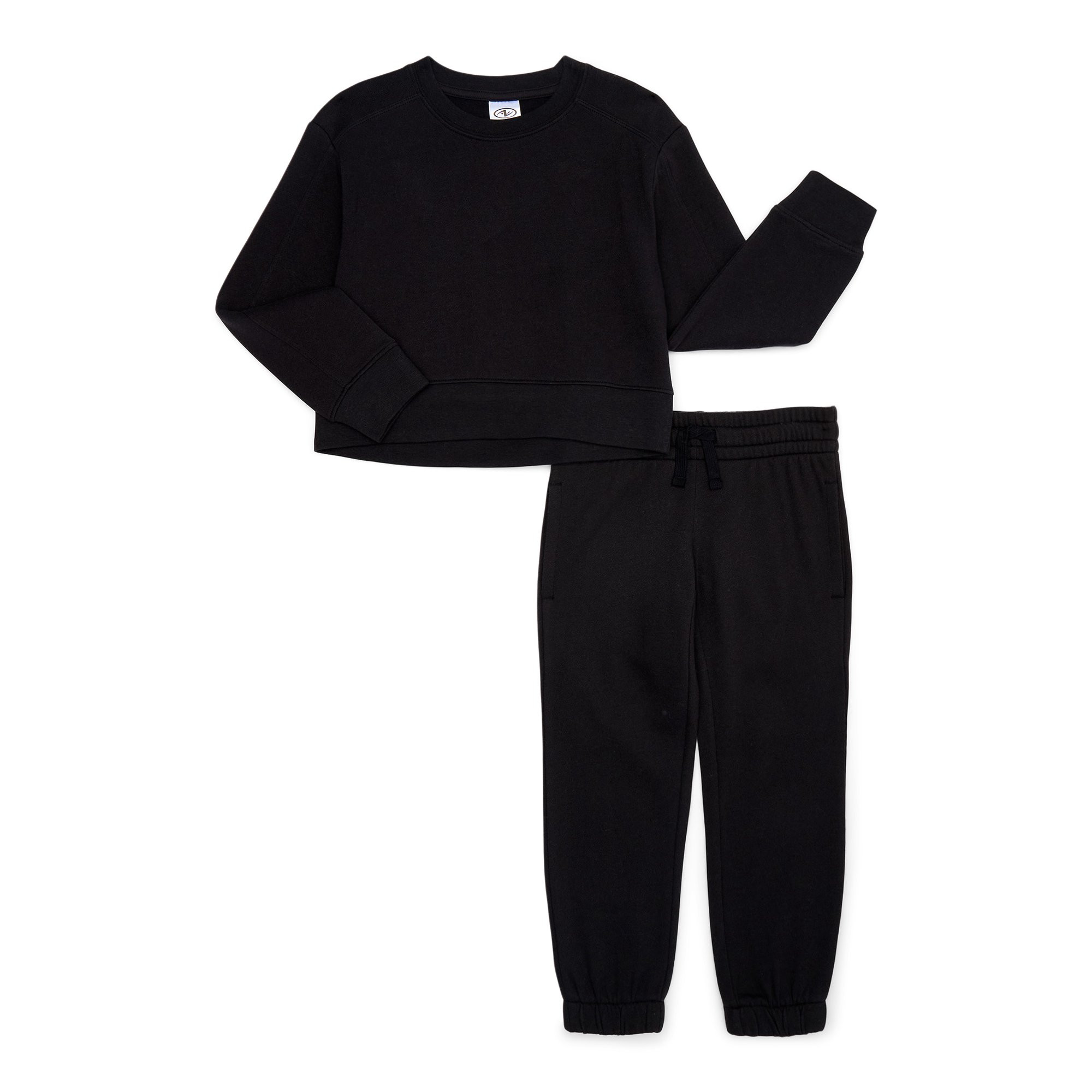 Athletic Works Girls Fleece Sweatshirt and Sweatpants Set, 2-Piece, Sizes 4-18 & Plus | Walmart (US)