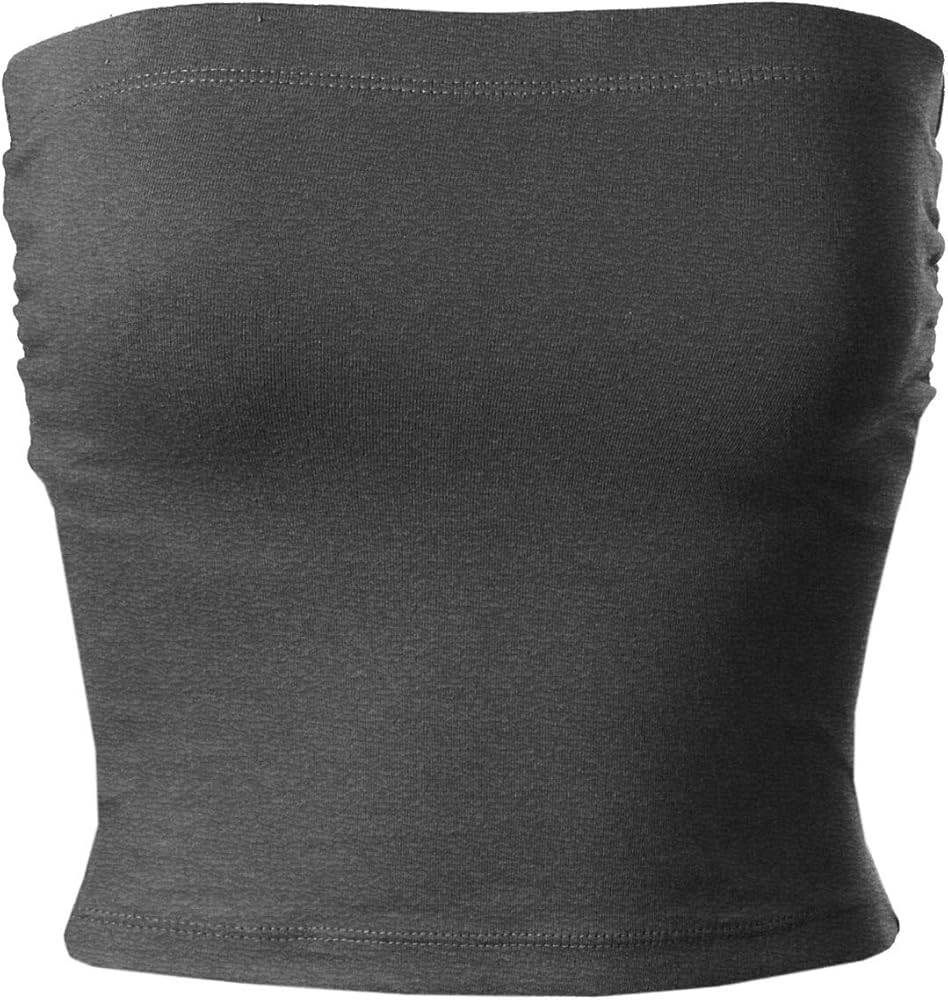 MixMatchy Women's Basic Casual Ruched Side Stretchy Tube Tops | Amazon (US)
