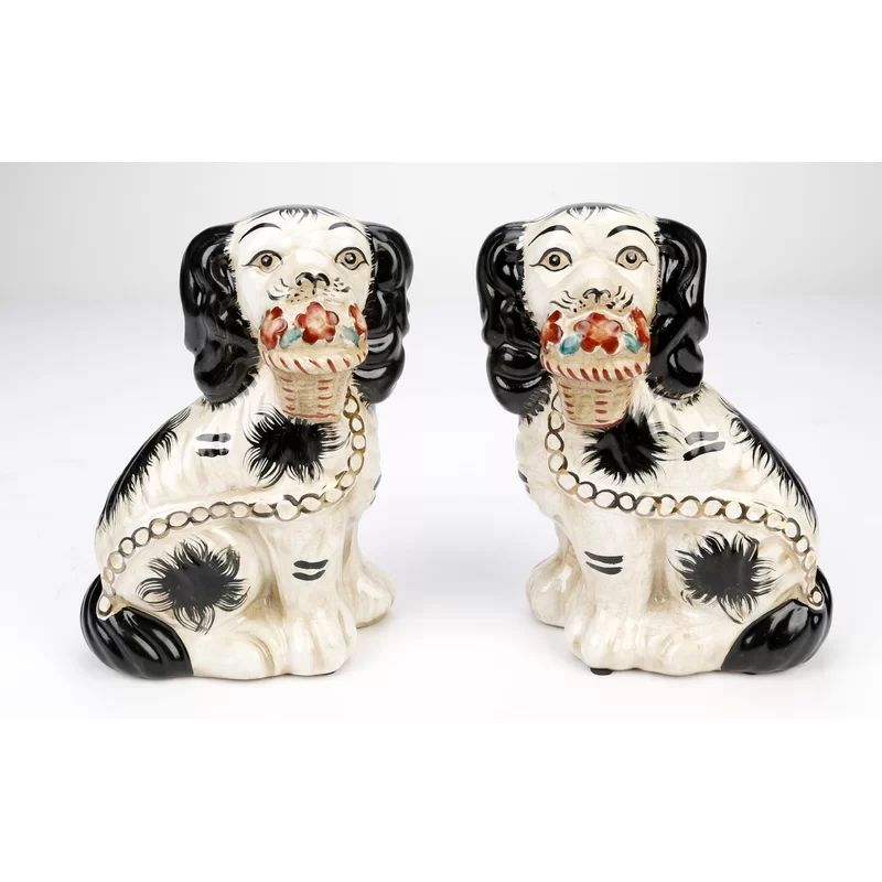 8" Staffordshire Dogs with Baskets Pair | Wayfair North America