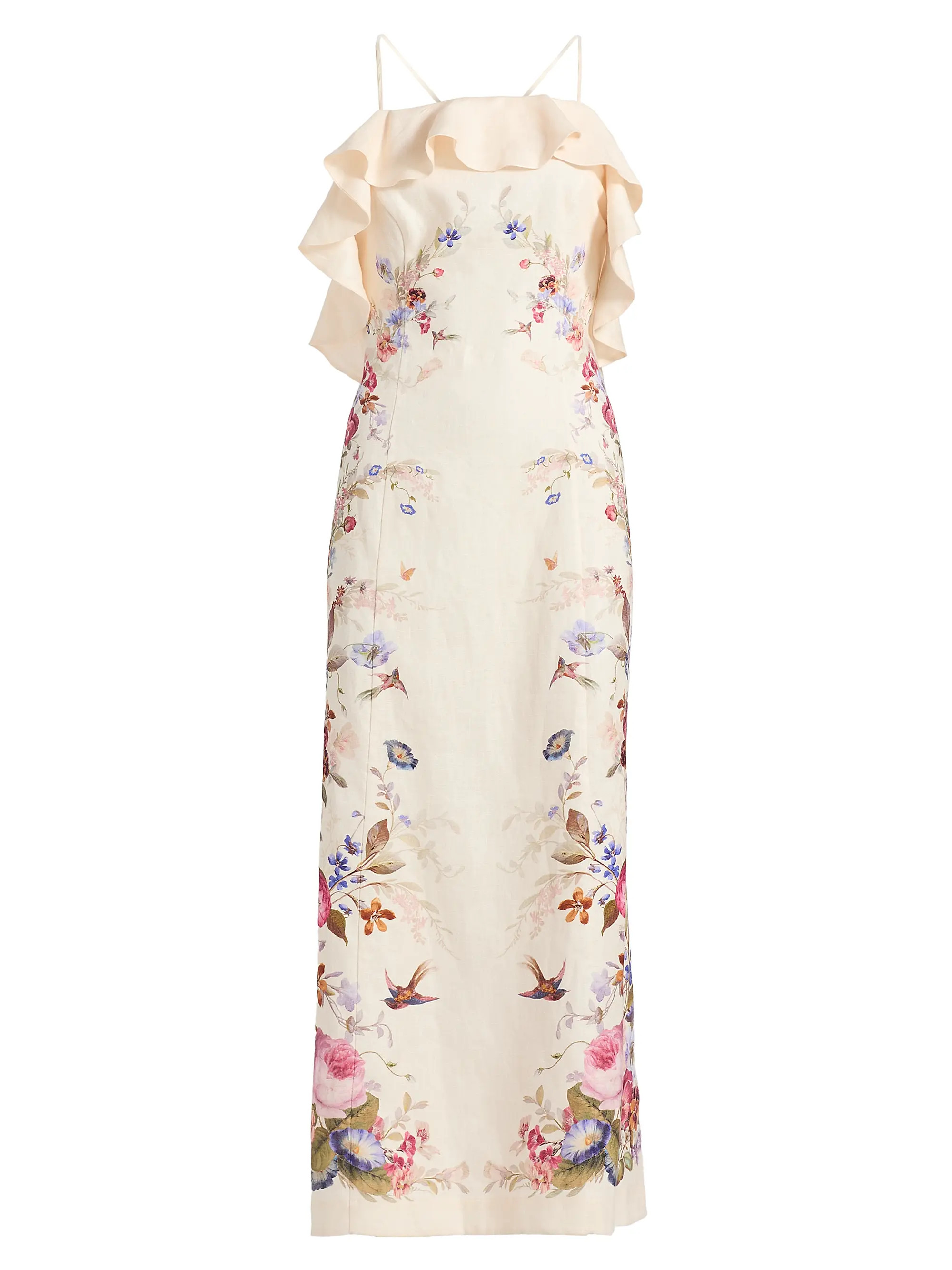 Zimmermann Patience Floral Linen Midi-Dress | Saks Fifth Avenue | Saks Fifth Avenue