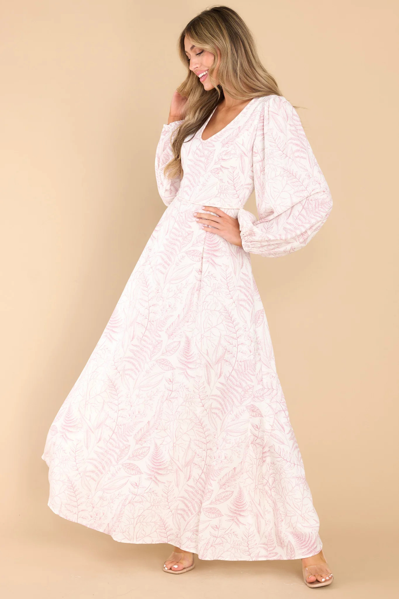 Practicing Peaceful Pink Print Maxi Dress | Red Dress 