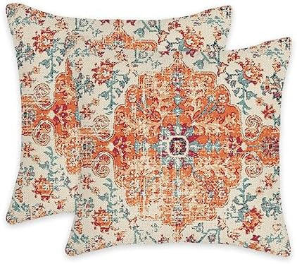 Orange Blue Ethnic Boho Pattern Throw Pillow Covers Pack of 2 Double-Sided Printing Home Indoor a... | Amazon (US)