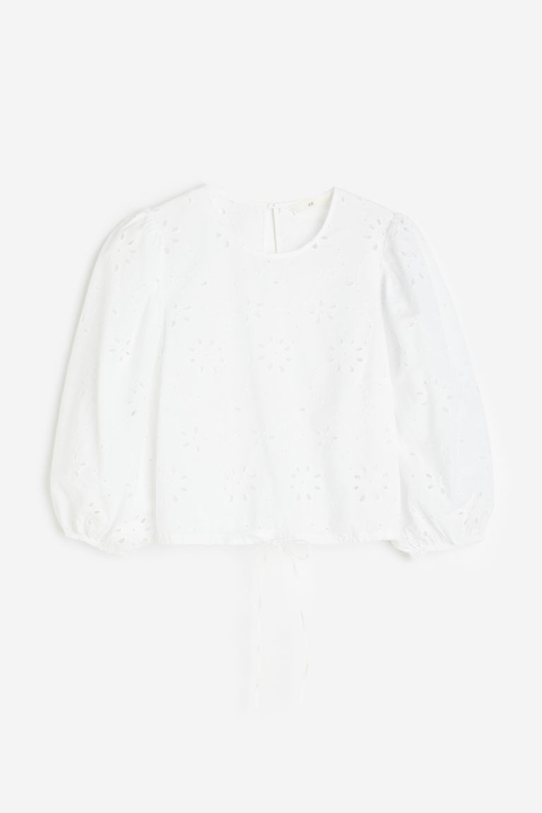 H & M - Balloon-sleeved blouse - White | H&M (UK, MY, IN, SG, PH, TW, HK)