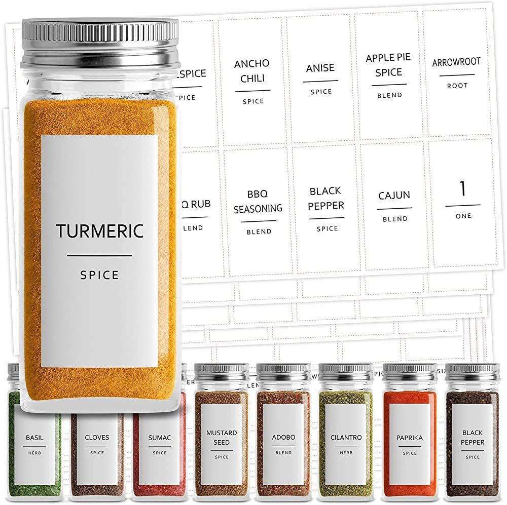 Talented Kitchen 140 Spice Labels Stickers, Preprinted White Minimalist Spice Jar Labels for Herb... | Amazon (US)