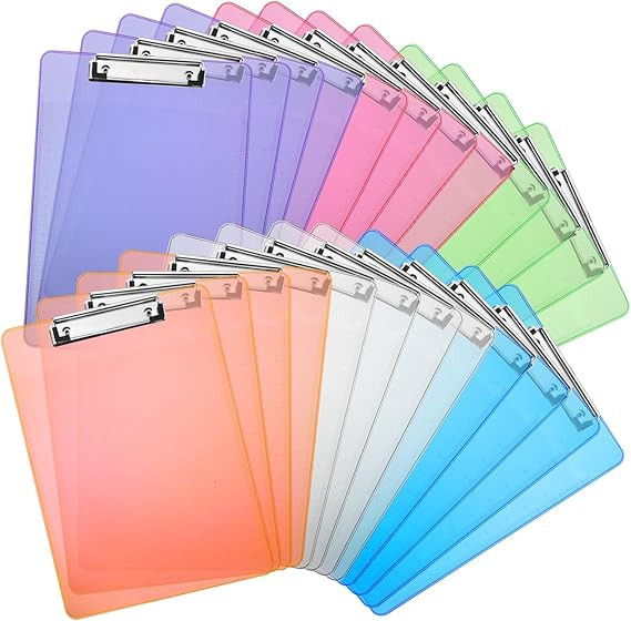 MIVIDE 24 Pack Colored Plastic Clipboards, Plastic Office Clipboards 12.6 x 8.9 Inch Standard Let... | Amazon (US)
