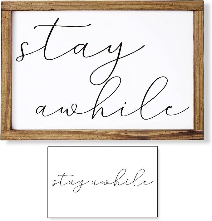 ART-GIFTREE Stay Awhile Sign - Living Room Wall Decor Modern Farmhouse Decor Cute Wall Hanging Wo... | Amazon (US)