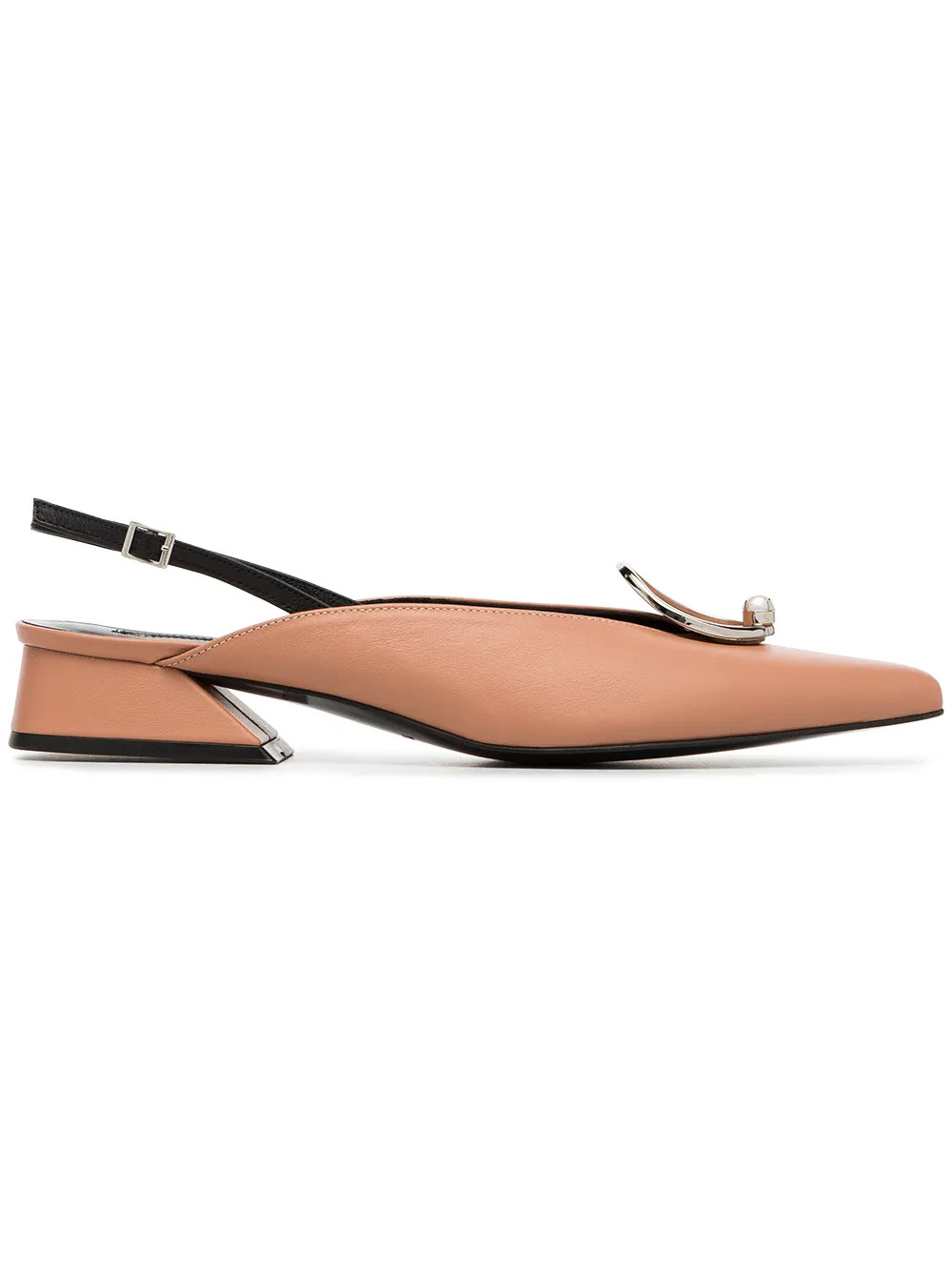 Yuul Yie pink medallion 30 slingback leather pumps - Neutrals | FarFetch Global