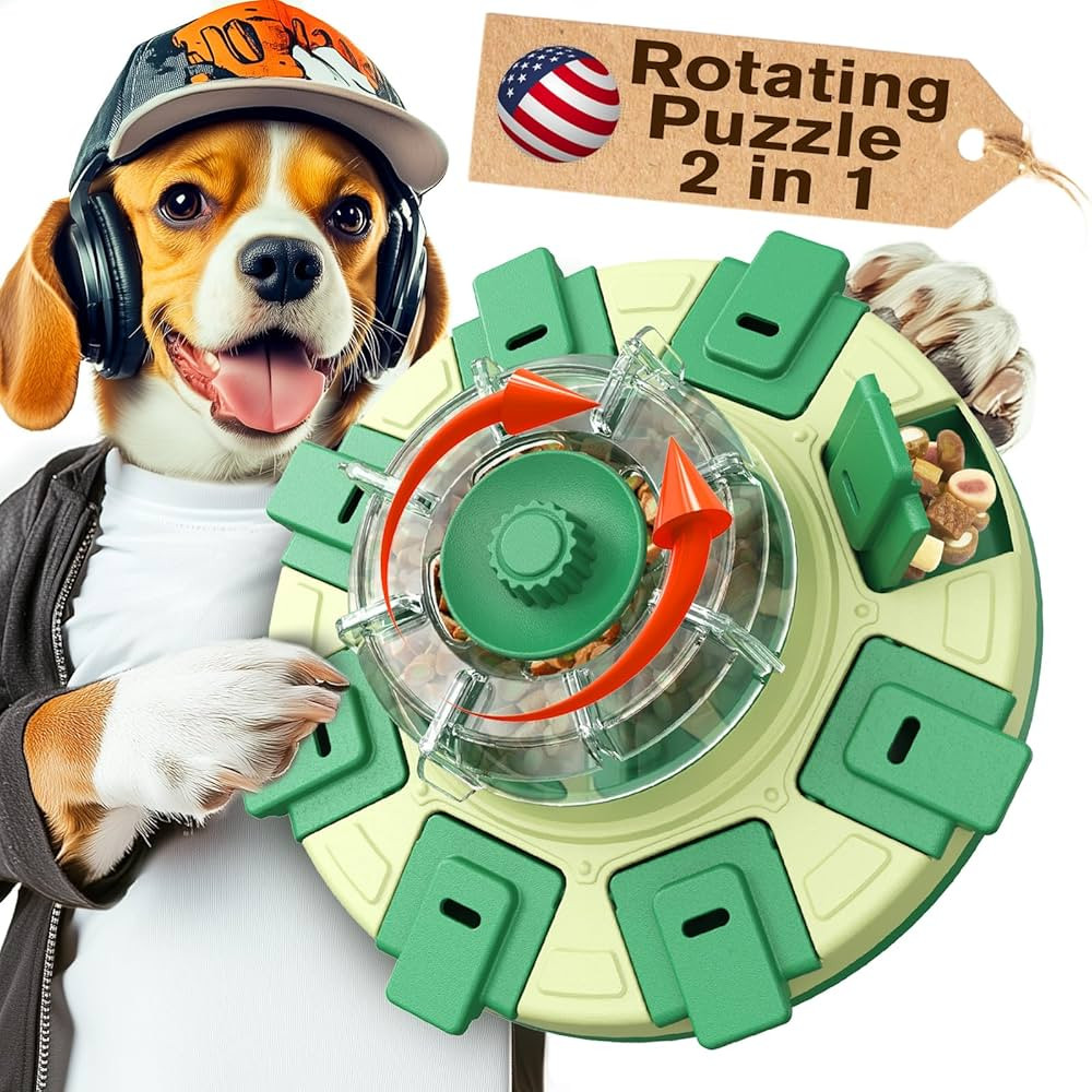 KADTC Dog Rotating Puzzle Toys Level 2 in 1 for Small/Medium/Larger Dogs Adjustable Slow Dispense... | Amazon (US)