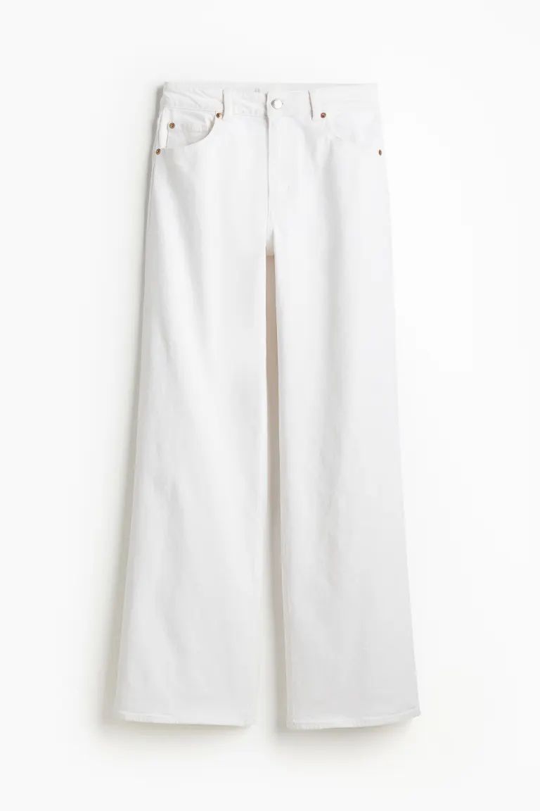 Wide High Jeans - White - Ladies | H&M US | H&M (US + CA)