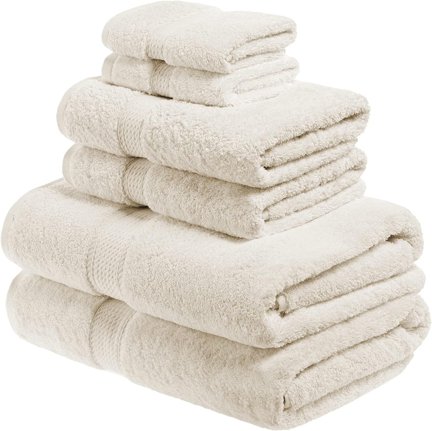 Superior Egyptian Cotton Pile 6 Piece Towel Set, Includes 2 Bath, 2 Hand, 2 Face Towels/Washcloth... | Amazon (US)