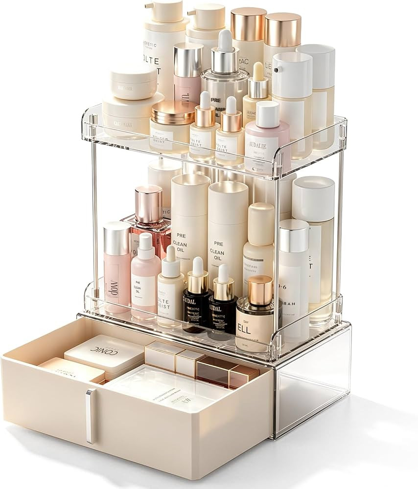 Pajiriona Makeup Organizer,Skincare Organizer for Vanity,2-Tier Large Capacity Cosmetic Storage B... | Amazon (US)