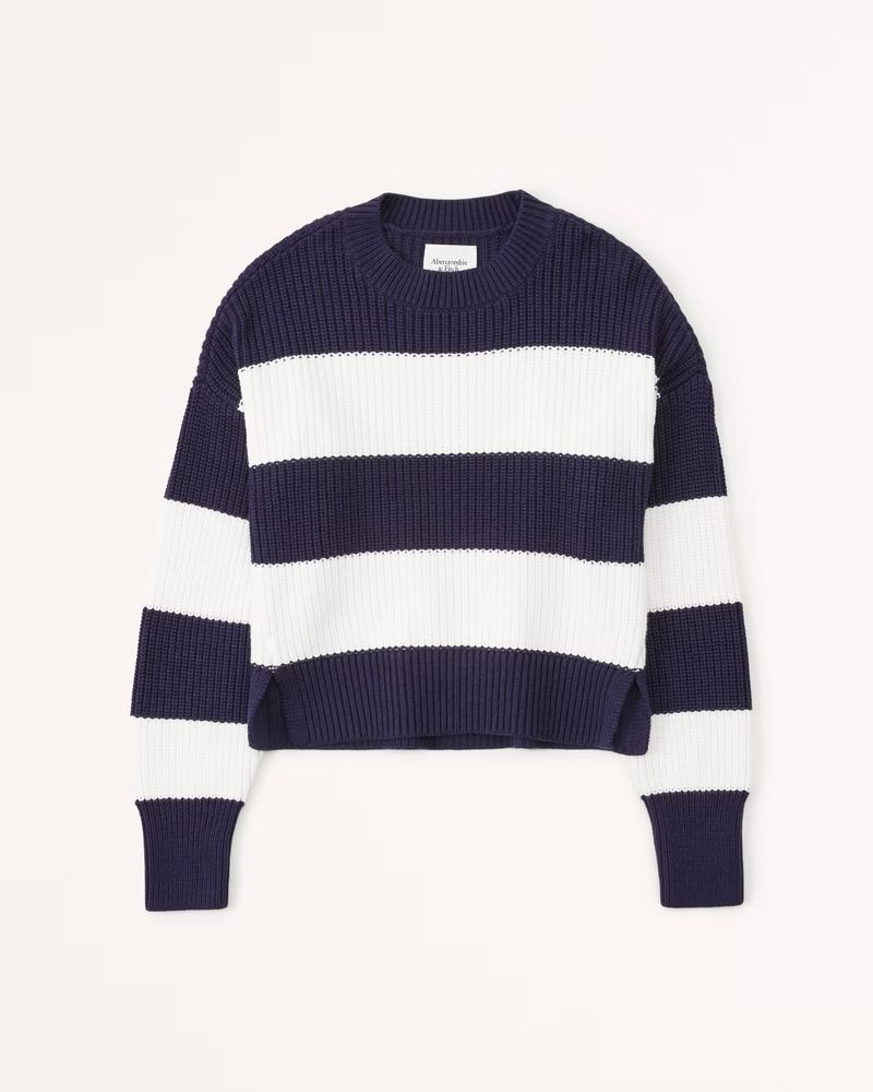 Striped Ribbed Classic Crew Sweater | Abercrombie & Fitch (US)