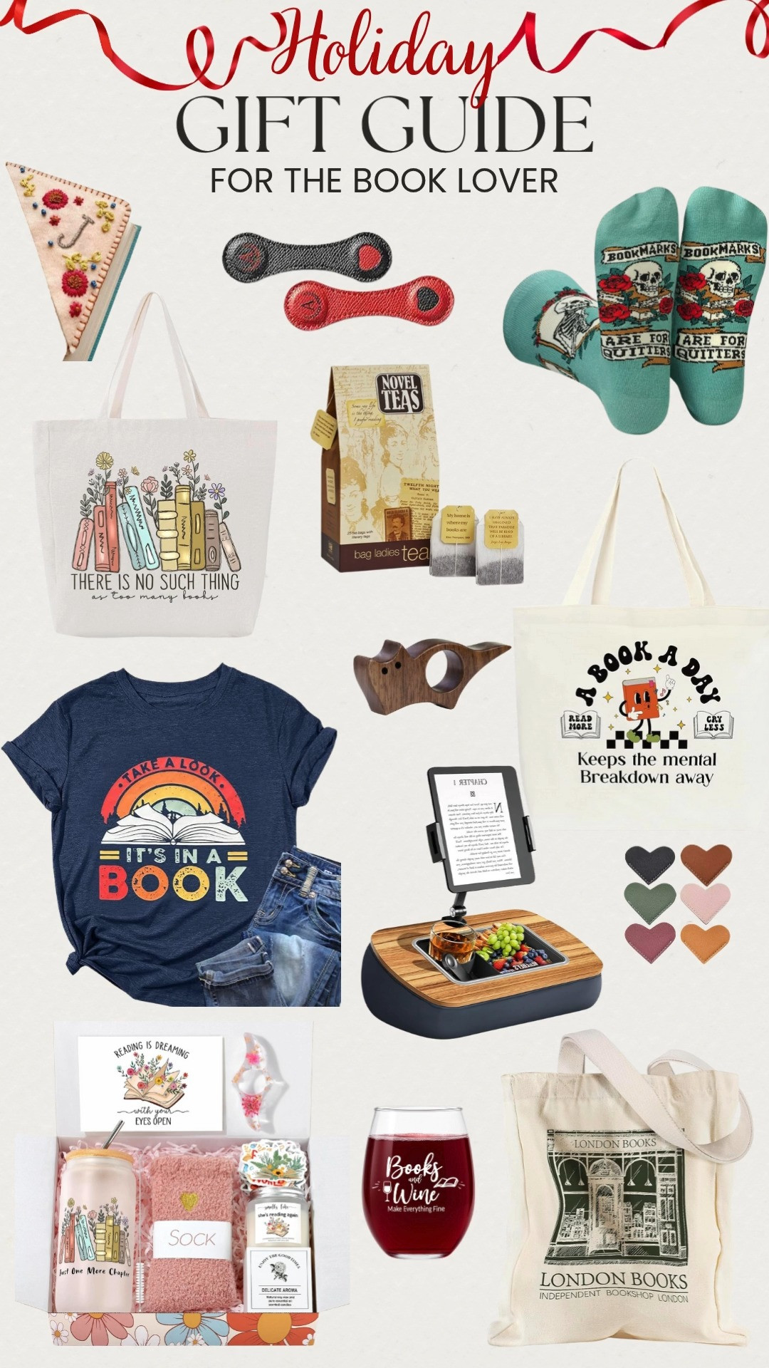 Holiday Gift Guide for the Book Lover 📚✨
The coziest picks for your favorite reader! Choose from bookmarks, canvas tote bags, and comforting tea for long reading sessions. Add a cute t-shirt, Kindle + snack holder, cozy socks, and even a charming wine glass for the perfect night in vibe. The sweetest gift set ideas to spoil every book lover this holiday season! 💛📖 

 #LTKGiftGuide #LTKFindsUnder50