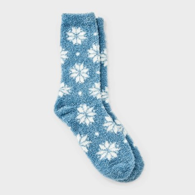 Women's Snowflake Cozy Crew Socks - Auden™ Blue 4-10 | Target