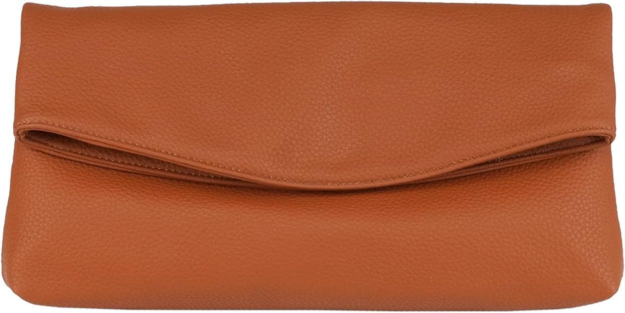 Faux Leather Oversize Foldover Clutch | Amazon (US)