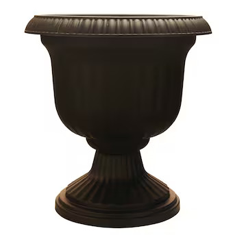 Garden Treasures Urn 19-in W x 18.75-in H Black Plastic Traditional Indoor/Outdoor PlanterItem #5... | Lowe's
