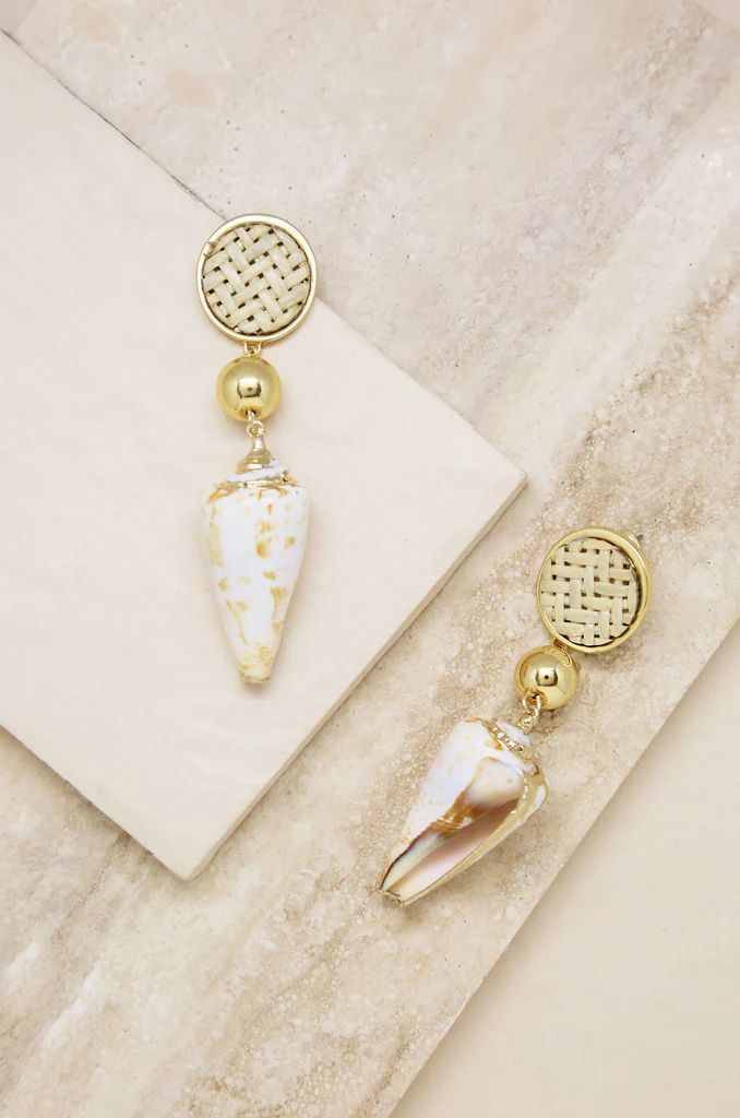 Nautical Shell & 18k Gold Plated Dangle Earrings | Ettika