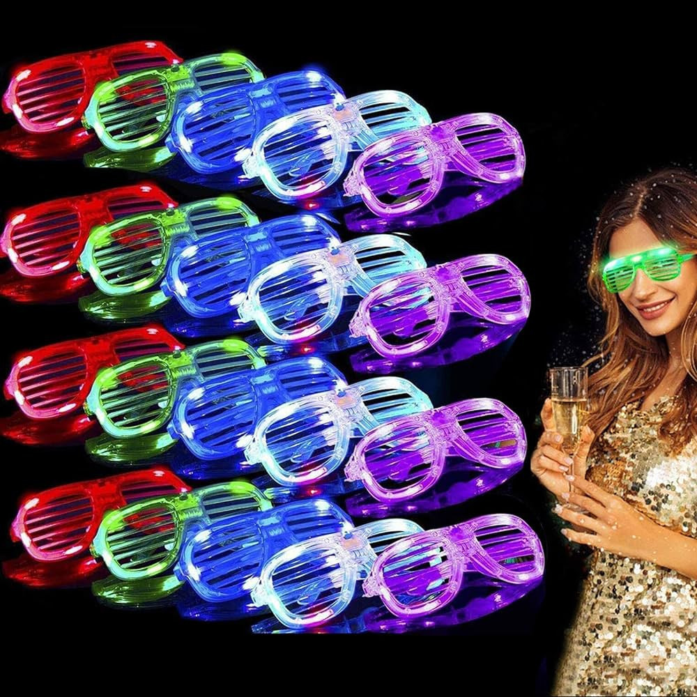 20 Pack LED Glasses New Years Eve Party Supplies, 6 Colors Light Up Glasses Shutter Shades Glow S... | Amazon (US)