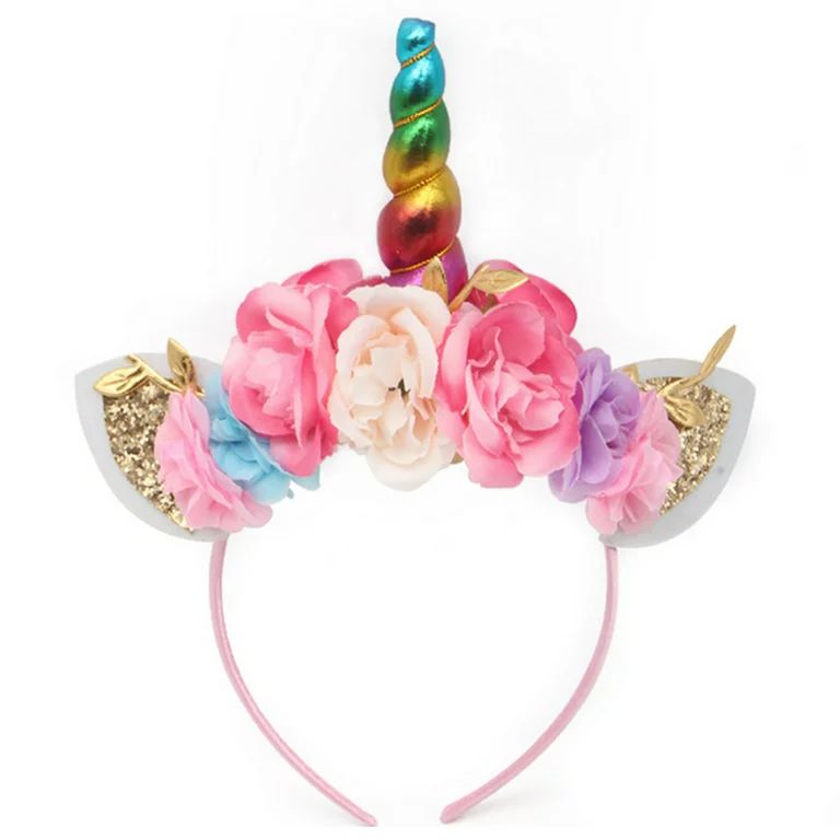 Halloween Women Kids Party Gold/Silver Unicorn Horn Headband Flower Horn Girls Headwear Birthday ... | Walmart (US)