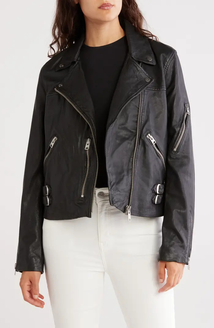 AllSaints Prescott Leather Biker Jacket | Nordstromrack | Nordstrom Rack