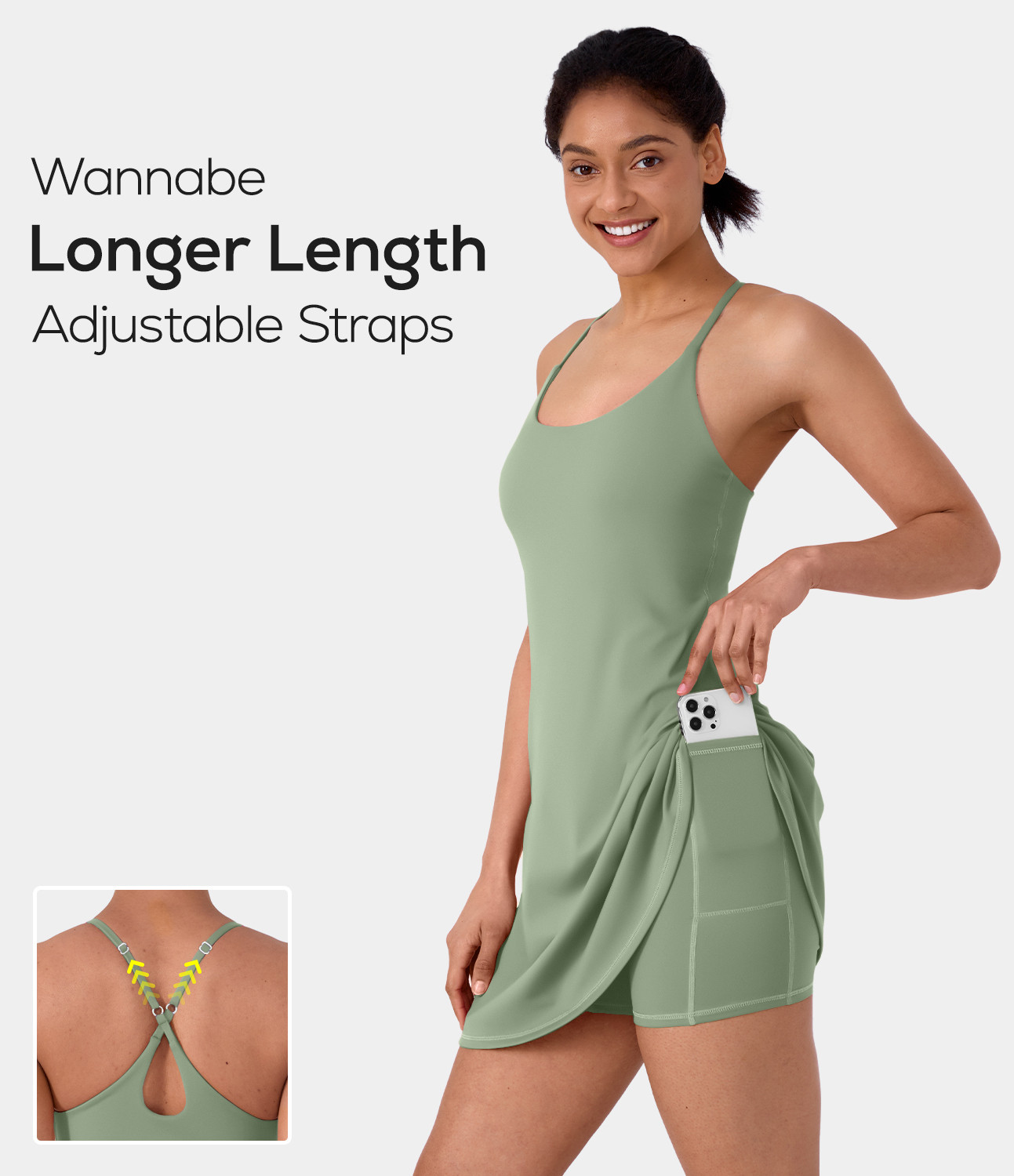 Halara Everyday Cloudful™ Fabric Backless 2-in-1 Flare Activity Dress-Wannabe-Longer Length & Adjust | HALARA