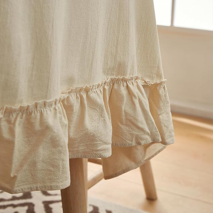 Cotton Tablecloth Ruffle Patchwork Tablecloth Beige Rectangle Farmhouse Vintage Tablecloth Washab... | Amazon (US)