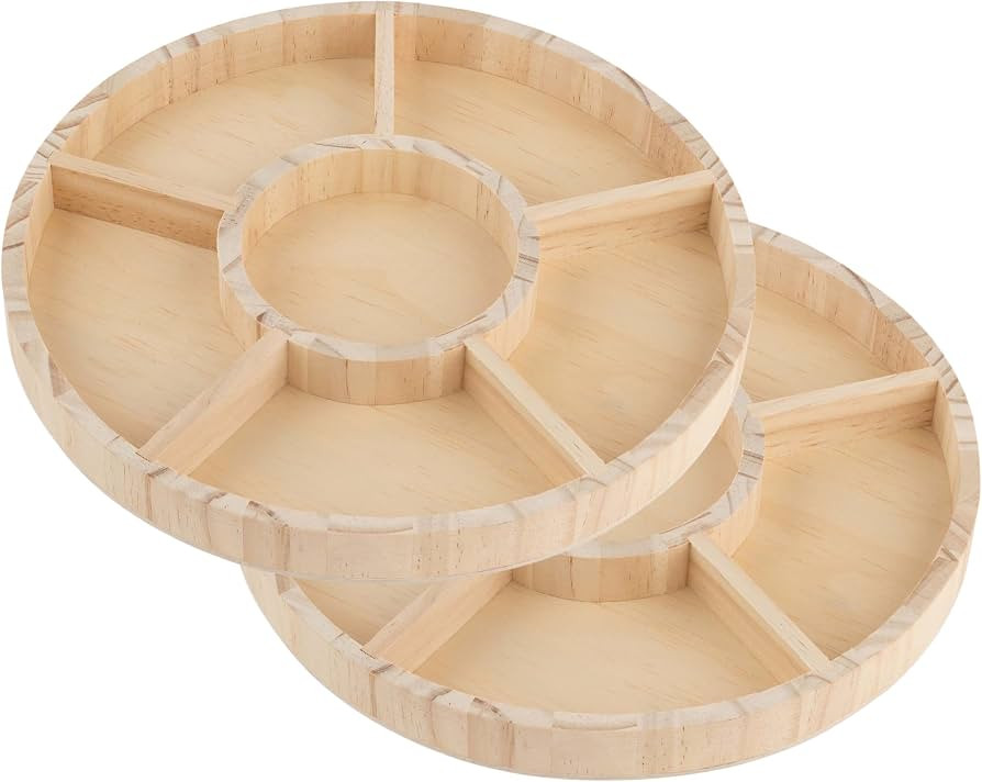 Wooden Candy Platters - Set of 2, 10" Round Bamboo Serving Trays for Parties, Events, and Home De... | Amazon (US)