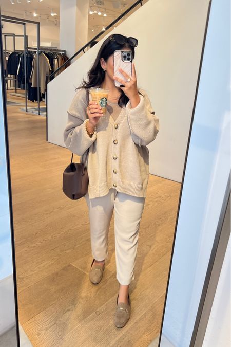 neutral outfits 🍂

- cardigan is zara but I have linked an alternative 
- most comfy loafers ! 
- bag is the beri from polene 

#LTKstyletip #LTKSeasonal #LTKshoecrush