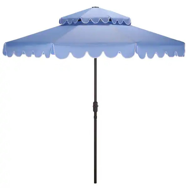 SAFAVIEH Venice 9ft Outdoor Patio Umbrella Double Top - UV Resistant, Crank Lift & Button Tilt - ... | Bed Bath & Beyond