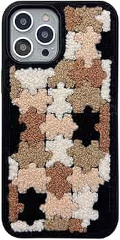 Tewwsdi Brown Checkered Phone Case Compatible with iPhone 12 pro max,Cute Aesthetic Furry Jigsaw ... | Amazon (US)