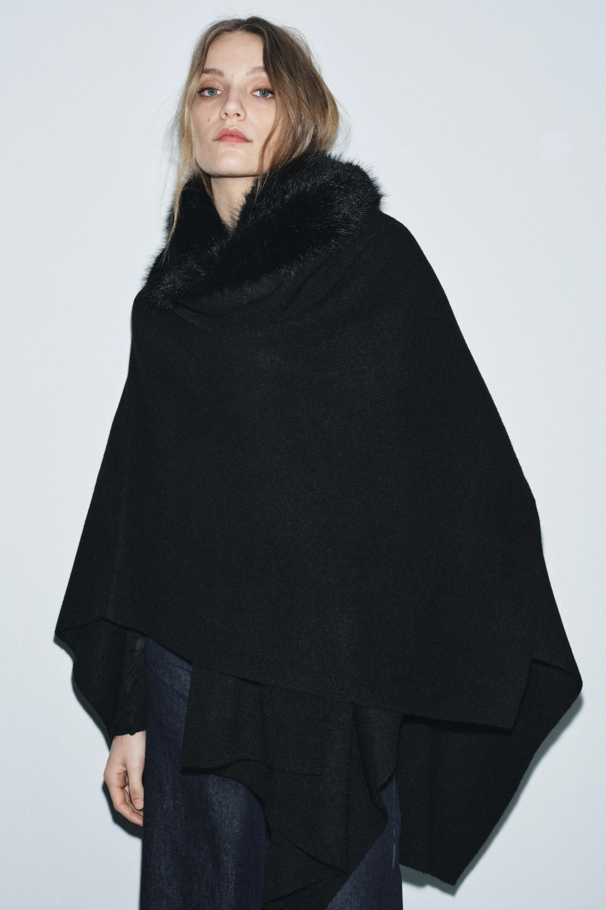 KNIT SHEEPSKIN CAPE | Zara UK