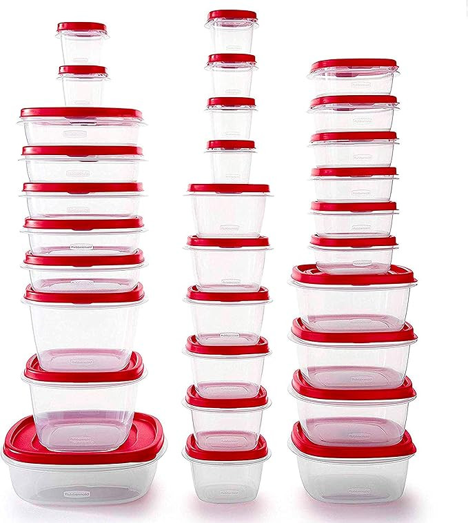 Rubbermaid 60-Piece Food Storage Containers with Lids, Microwave and Dishwasher Safe, Red Color, ... | Amazon (US)