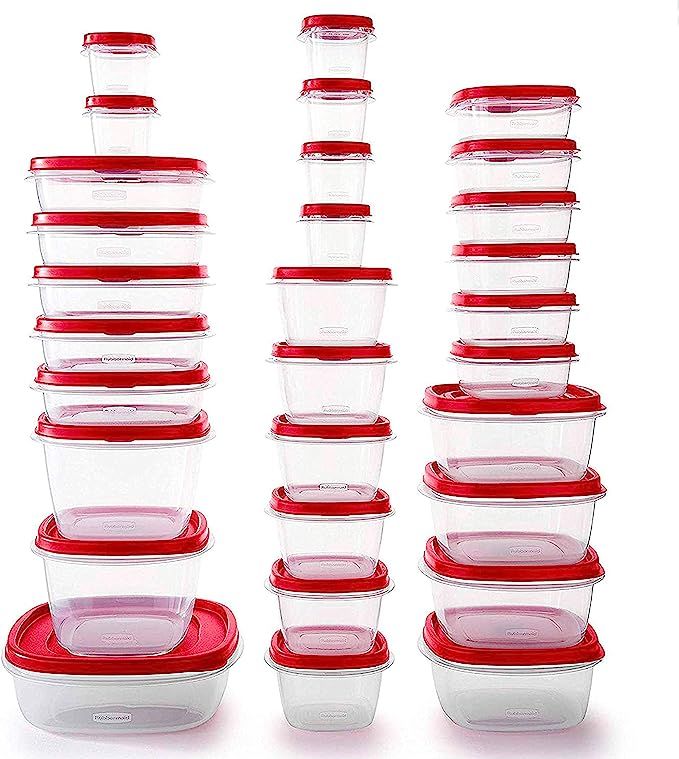 Rubbermaid Easy Find Vented Lids Food Storage Containers, Set of 30 (60 Pieces Total), Racer Red | Amazon (US)
