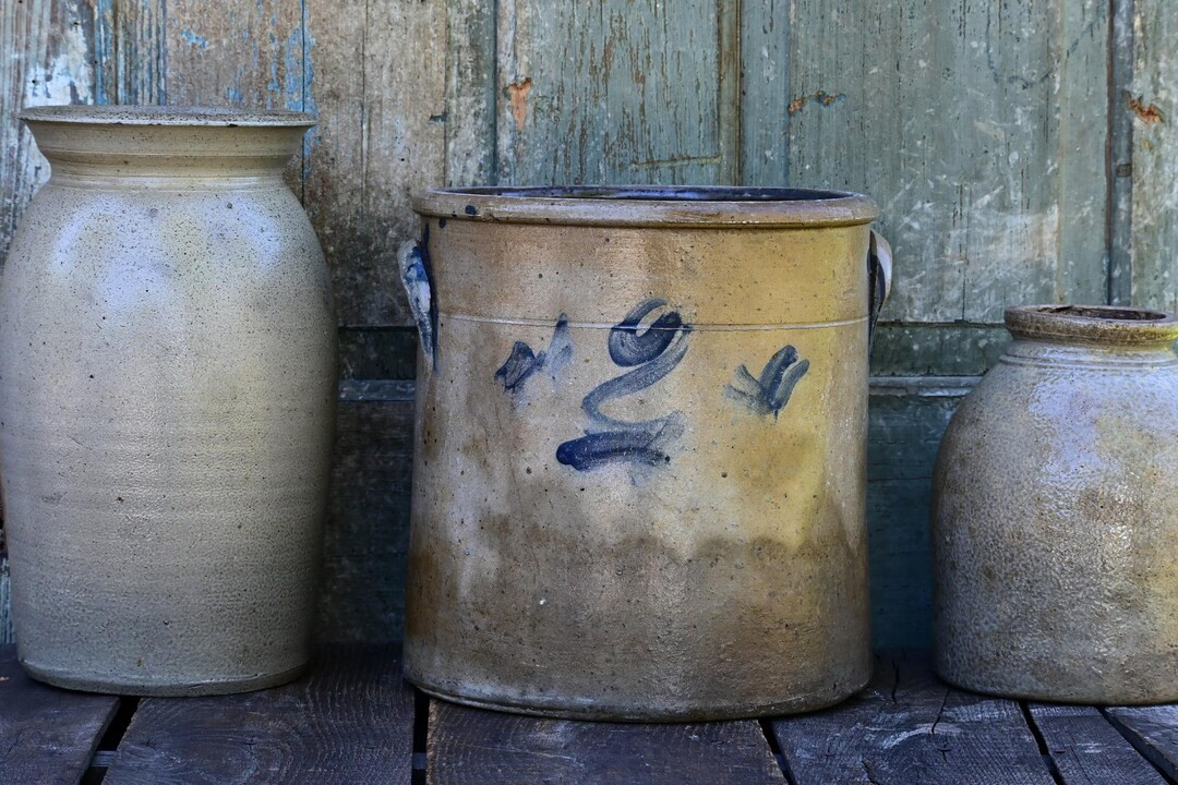 Antique Salt Glazed Stoneware Crock, 2 Gallon | Etsy (US)