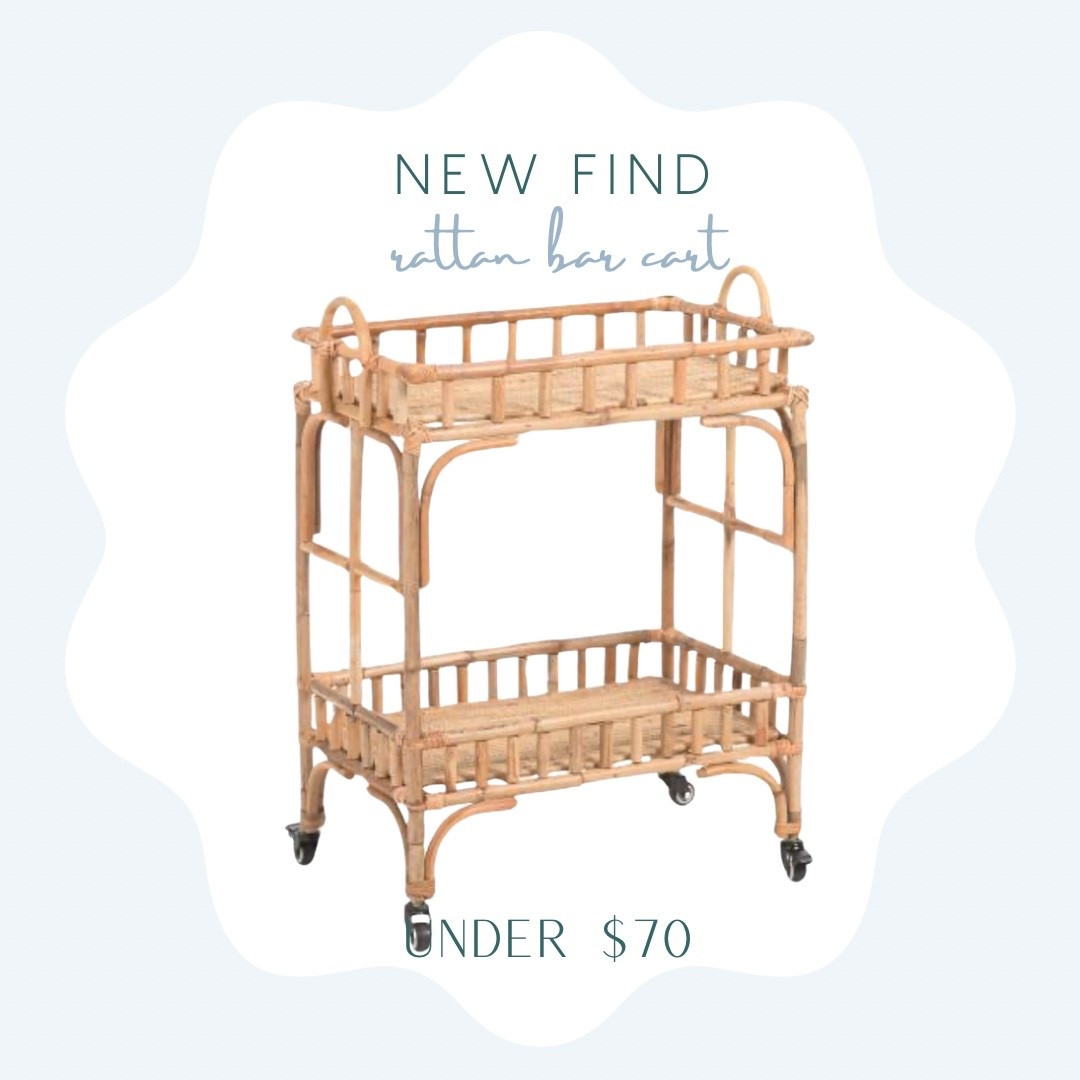 Look for less rattan bar cart giving Serena and Lily vibes for under $70! 