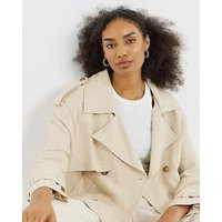 Neutral Cropped Linen Trench | Simply Be (UK)