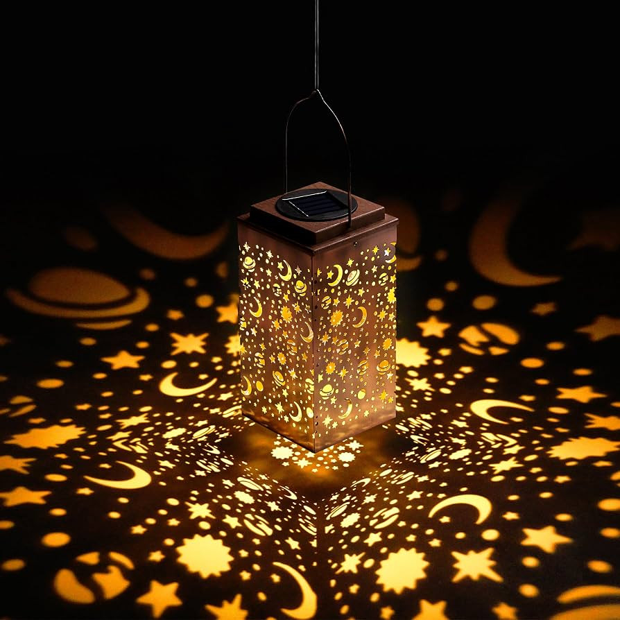 Kingsyard Universal Solar Lanterns Outdoor Hanging Waterproof, LED Retro Star Moon Hollowed-Out M... | Amazon (US)