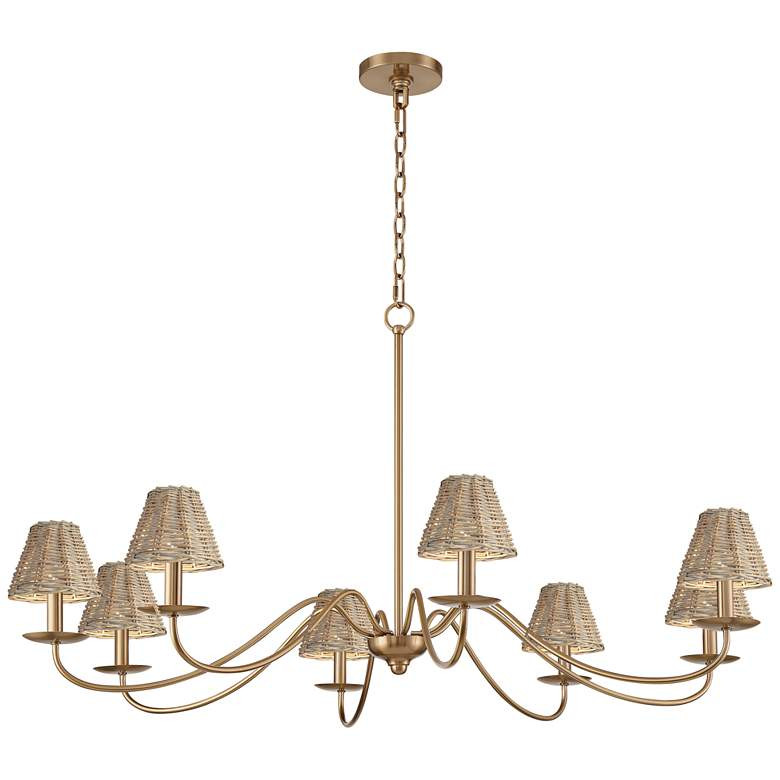 Marinec 42" Wide Soft Gold 8-Light Chandelier with Wicker Shades | Lamps Plus