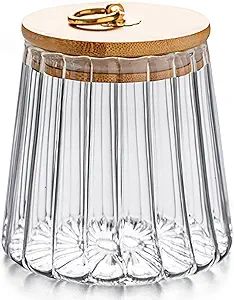 FANTESTICRYAN Glass Coffee Nuts Canister Airtight Storage Jar Petal Decorative Container with Bam... | Amazon (US)