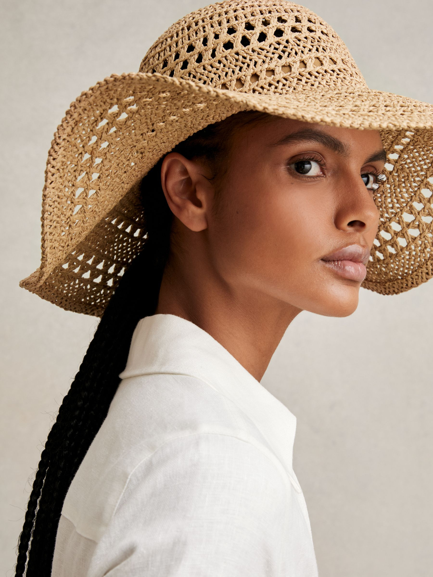 Reiss Straw Sun Hat in Natural - REISS | Reiss UK