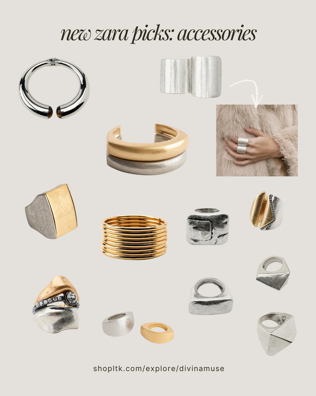 i'm loving these chunky bracelets and rings from zara's new fall accessories drop!! ugh, truly love and i'll most likely buy so many of these pieces if not all. 
layered bracelets, gold bangles set, silver chunky bangles, chunky rings, silver chunky rings, brushed oversized rings, stone bracelets, geometric rings, double rings, metal rings, metal bracelets, ring sets, bracelet rings  

 #LTKGiftGuide #LTKFindsUnder50 #LTKFindsUnder100