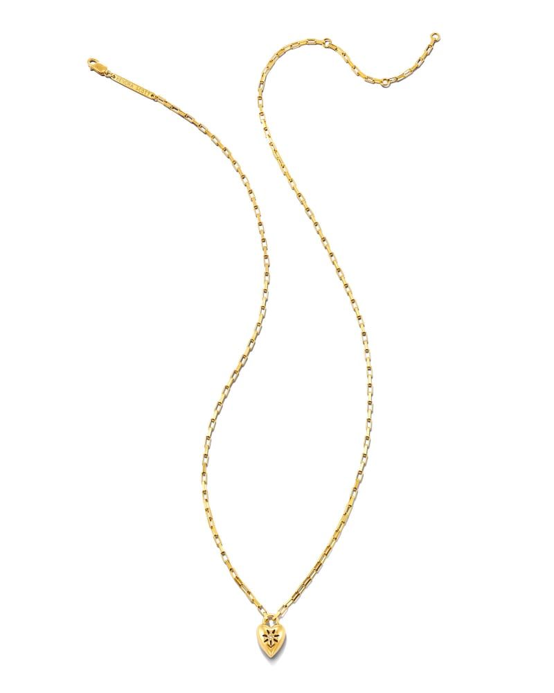 Angie Heart Bright Cut Pendant Necklace in 18k Yellow Gold Vermeil | Kendra Scott