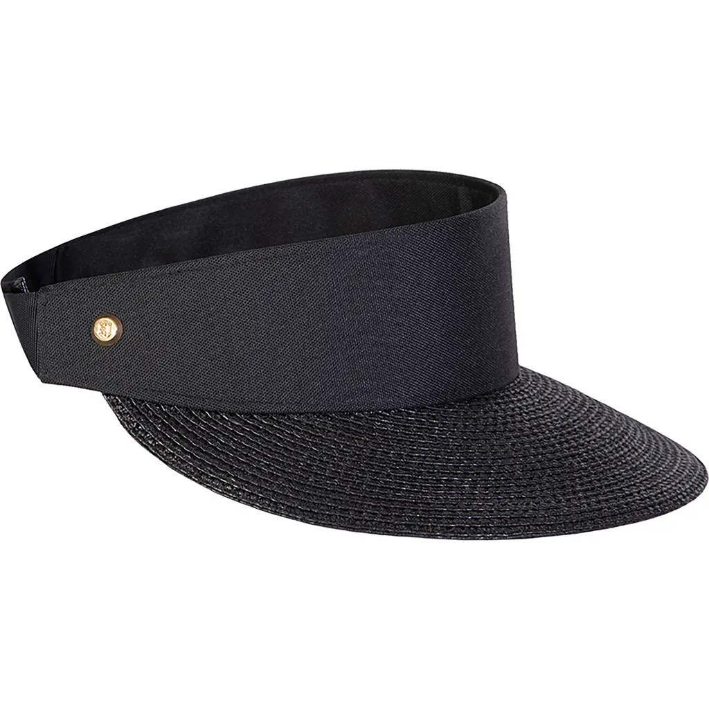 Eric Javits Squishee Straw Champ Custom Fit Visor in Black at Nordstrom | Nordstrom