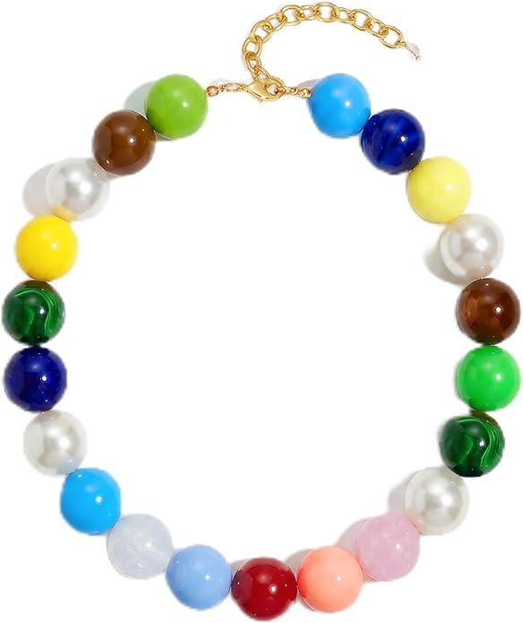 LILIE&WHITE Colorful Chunky Bead Necklaces For Women Trendy Boho Collar Statement Necklace Choker... | Amazon (US)