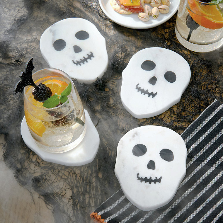 Marble Skull Coaster, Set Of Four - Grandin Road | Grandin Road