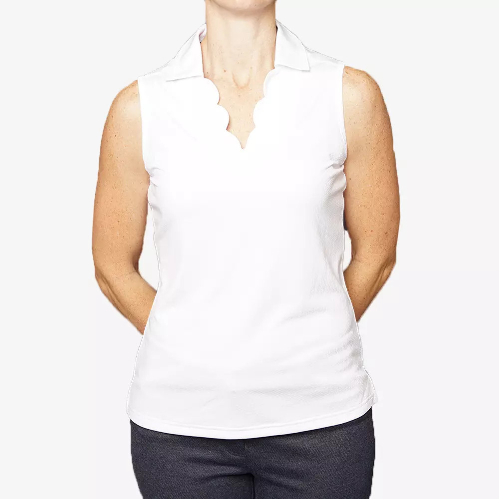 Pebble Beach Scallop Neck Women's Sleeveless Golf Polo Shirt | PGA TOUR Superstore
