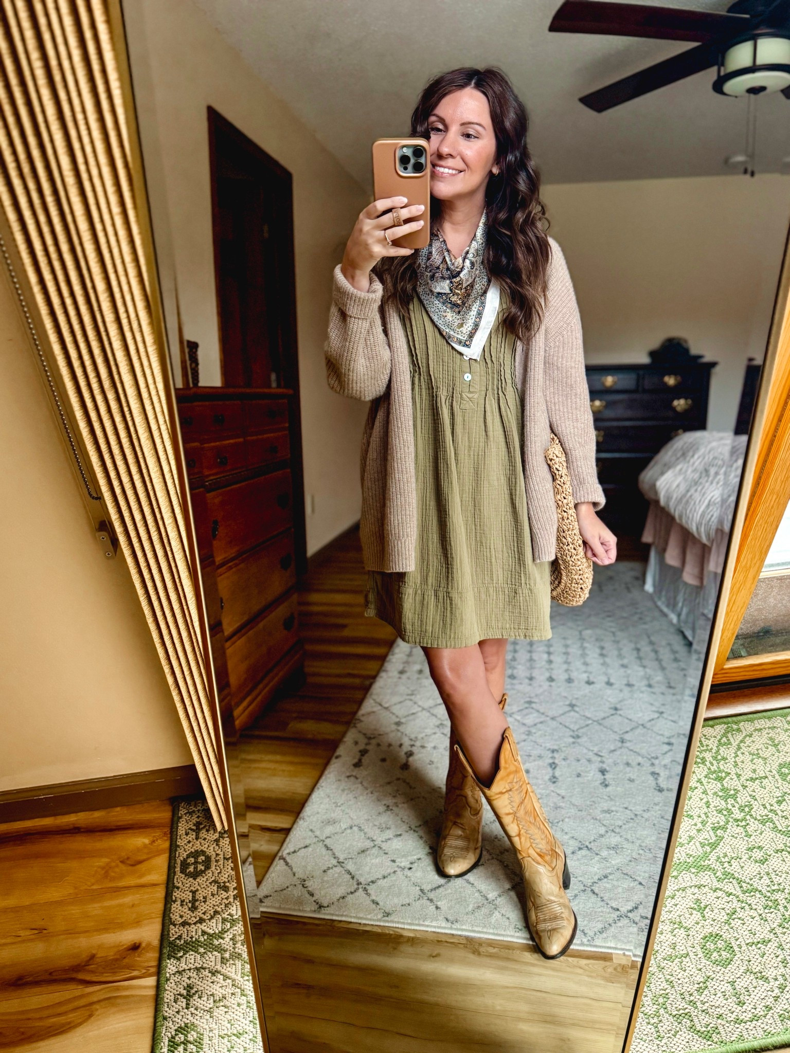Xs in my gauze cotton dress, this color isn’t available anymore but old navy has an almost exact color in gauge cotton too! Xs in the cardigan too. 

My cowboy boots are thrifted so linked similar!

#LTKootd #LTKPetite #LTKgrwm