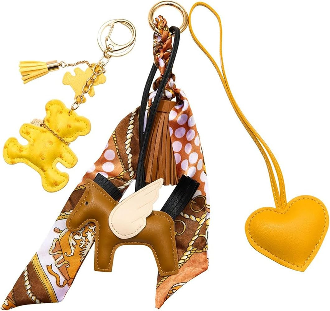 Malibu Sugar Bag Charm Set – 3 Faux Leather Charms for Handbags & Keychains – Heart Horse & T... | Amazon (US)