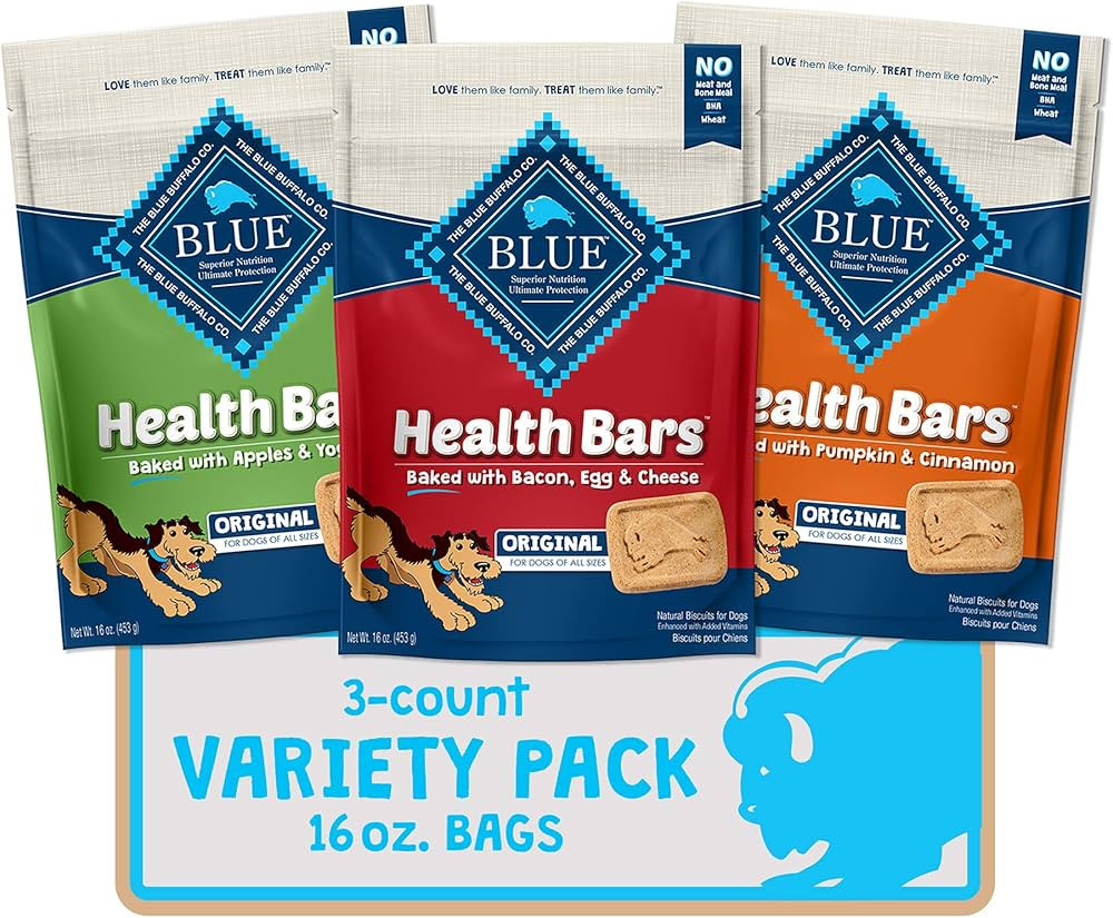 Blue Buffalo Health Bars Natural Crunchy Dog Treats Biscuits, Apple & Yogurt, Pumpkin & Cinnamon,... | Amazon (US)